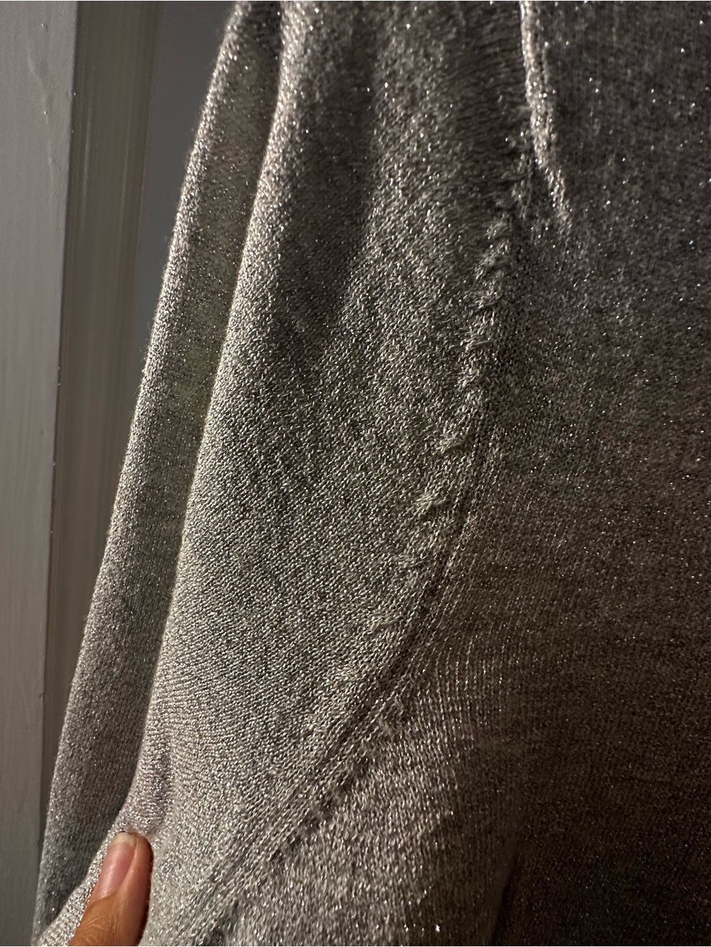 Talbots Light Gray Metallic Knit Cardigan Sweater - Picture 2 of 6
